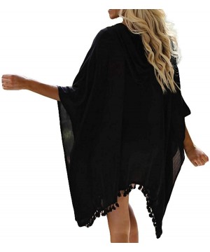 Women Tassel Swimsuit Bikini Stylish Beach Cover up Summer Beachwear Loose Blouse Beach Dress - Black - CX194WXXH9N $13.77-Co...