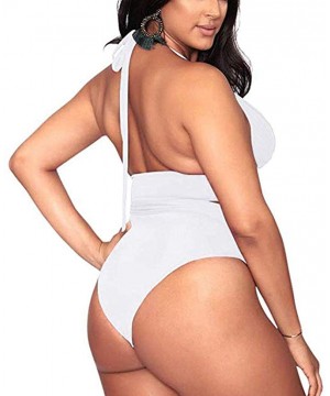 Plus Size Bathing Suits for Women High Waisted Tummy Control Swimwear Swimsuit Full Coverage - White - C1197HO3ZWZ $12.30-Tops