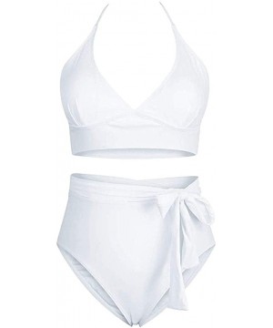 Plus Size Bathing Suits for Women High Waisted Tummy Control Swimwear Swimsuit Full Coverage - White - C1197HO3ZWZ $12.30-Tops