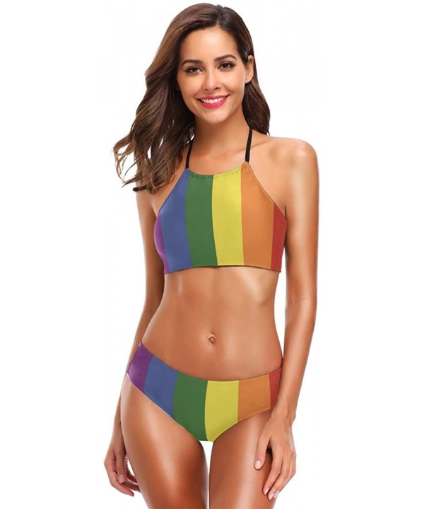 Calavera Cats and Sugar Skills Womens Two Piece Halter Bikini Set - Lgbt Symbols - CG18KWLL8YA $19.93-Sets