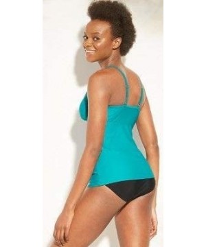 Women's Ladder Trim Tankini Top - Teal - C01908D2EU3 $18.53-Tops