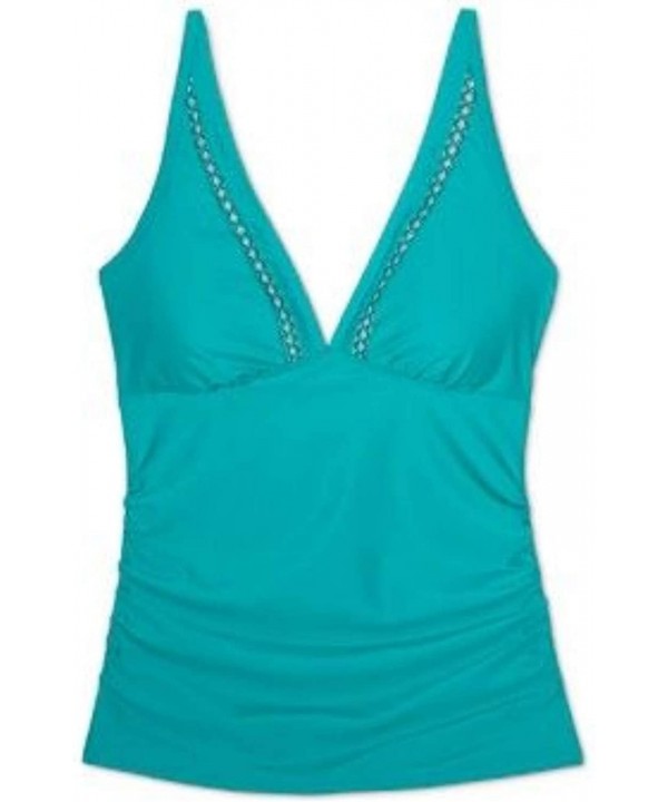 Women's Ladder Trim Tankini Top - Teal - C01908D2EU3 $18.53-Tops