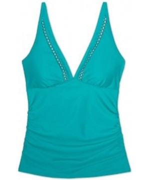 Women's Ladder Trim Tankini Top - Teal - C01908D2EU3 $18.53-Tops