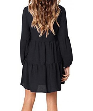 Dresses for Women Casual Fall-Women Summer Tunic Dress V Neck 3/4 Sleeve Casual Loose Flowy Swing Shift Dresses - Z3-black - ...