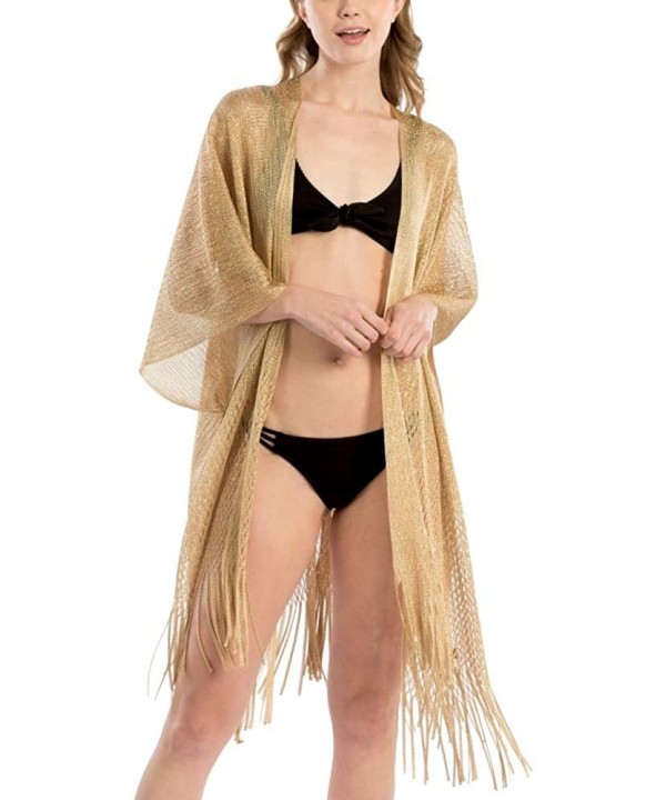 Women Swimsuit Beach Cover up Fashion Half Ruffled Shawl Bikini Beachwear Bathing Suit - Metallic Shawl - Gold - CQ19D6NN2LI ...