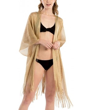 Women Swimsuit Beach Cover up Fashion Half Ruffled Shawl Bikini Beachwear Bathing Suit - Metallic Shawl - Gold - CQ19D6NN2LI ...