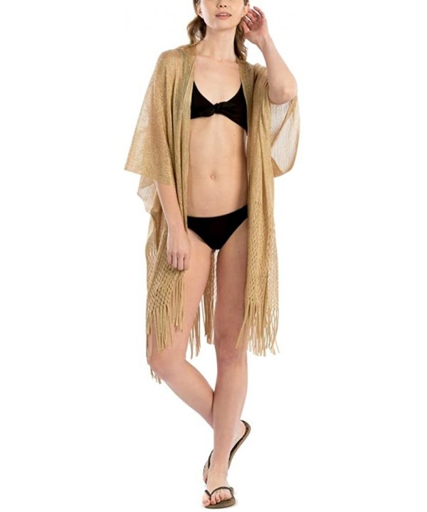 Women Swimsuit Beach Cover up Fashion Half Ruffled Shawl Bikini Beachwear Bathing Suit - Metallic Shawl - Gold - CQ19D6NN2LI ...