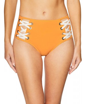 Women's Side Laced Highwaisted Bottoms - Tangerine - CC18D8K62NC $47.26-Tankinis