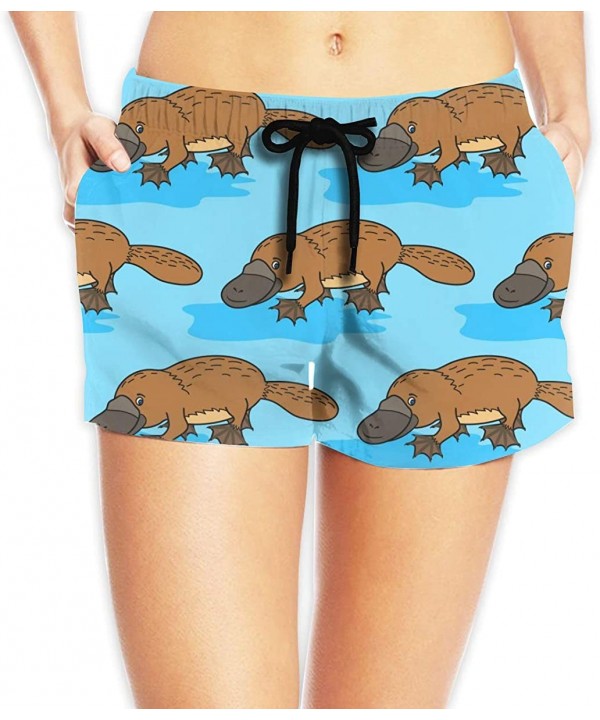 Platypus Animal Women's Beach Shorts Board Shorts with Pocket Swimming Trunks - CH18XUT8ANO $29.01-Board Shorts