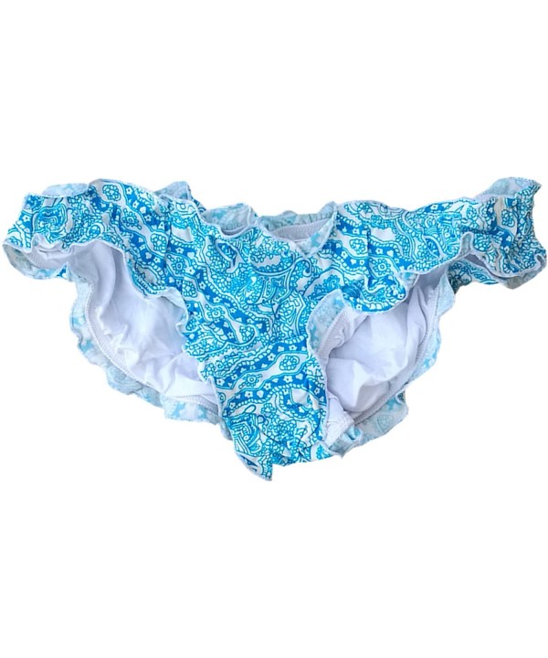 Women's Ruffle Wavy Bikini Bottom Low Rise Hipster Allure Swimsuit - Dream Blue 1 - CH12JKWPFVJ $19.05-Tankinis