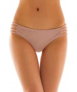 Womens Cheeky Thong Bikini Bottoms Hipster Strappy Swimwear Bottoms - Pale Mauve - C918EOW6HA0 $20.13-Bottoms