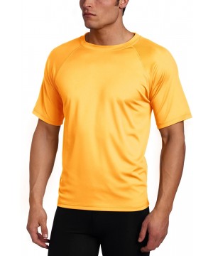 Men's Short Sleeve UPF 50+ Swim Shirt (Regular & Extended Sizes) - Neon Orange - C311DGFTZBX $17.78-Rash Guards