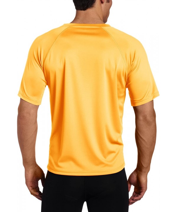 Men's Short Sleeve UPF 50+ Swim Shirt (Regular & Extended Sizes) - Neon Orange - C311DGFTZBX $17.78-Rash Guards