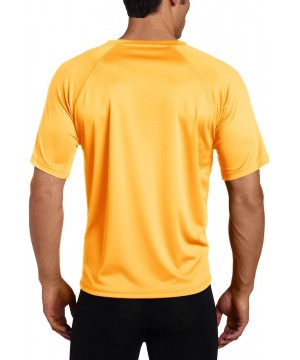 Men's Short Sleeve UPF 50+ Swim Shirt (Regular & Extended Sizes) - Neon Orange - C311DGFTZBX $17.78-Rash Guards