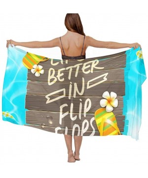 Women Girl Beach Bikini Cover Up Chiffon Sarong Fashion Scarf Shawl Wrap - Life is Better in Flip Flops - CS1908OIKKC $27.03-...