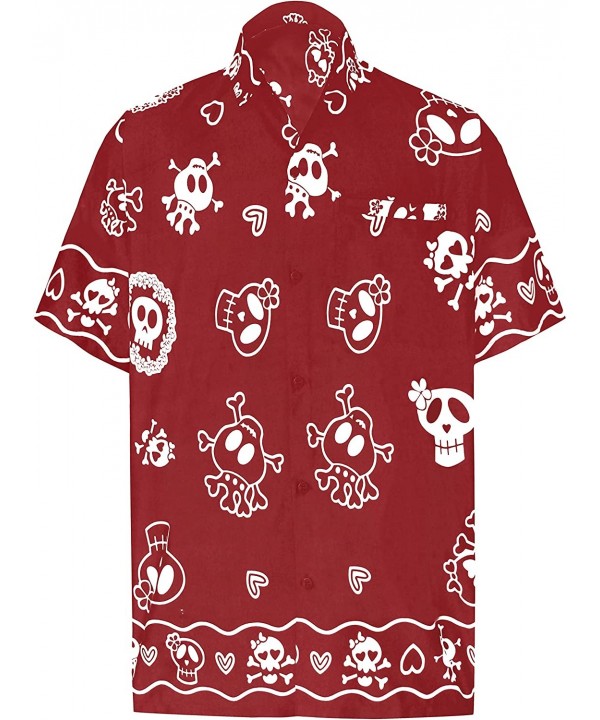 Men's Skull Theme Party Front Pocket Short Sleeve Hawaiian Shirt Women Casual Dress Short Kimono Cardigan Work from Home Clot...