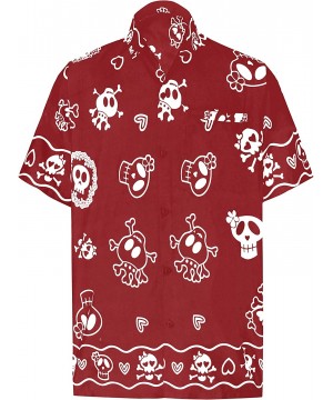 Men's Skull Theme Party Front Pocket Short Sleeve Hawaiian Shirt Women Casual Dress Short Kimono Cardigan Work from Home Clot...