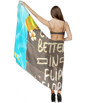 Women Girl Beach Bikini Cover Up Chiffon Sarong Fashion Scarf Shawl Wrap - Life is Better in Flip Flops - CS1908OIKKC $27.03-...