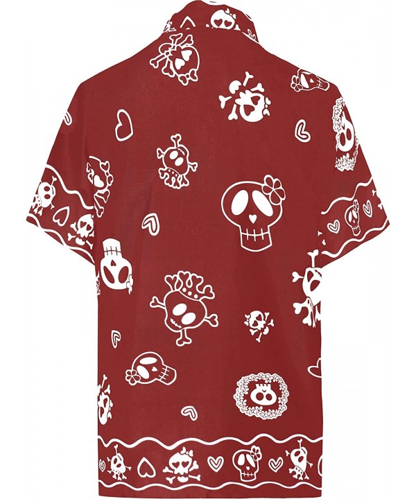 Men's Skull Theme Party Front Pocket Short Sleeve Hawaiian Shirt Women Casual Dress Short Kimono Cardigan Work from Home Clot...