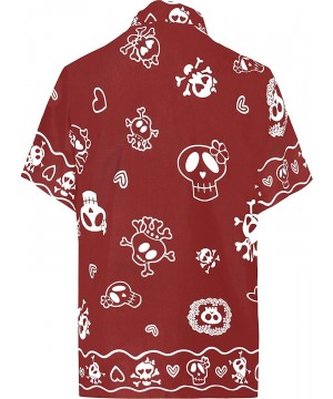 Men's Skull Theme Party Front Pocket Short Sleeve Hawaiian Shirt Women Casual Dress Short Kimono Cardigan Work from Home Clot...