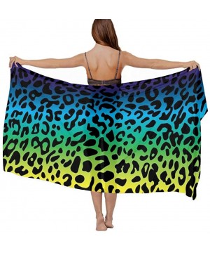 Women's Swimwear Cover Ups- Summer Vacation Beach Sarong Soft Shawl Wrap - Rainbow Colorful Leopard Print - CB19C4D996Q $28.7...