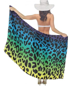 Women's Swimwear Cover Ups- Summer Vacation Beach Sarong Soft Shawl Wrap - Rainbow Colorful Leopard Print - CB19C4D996Q $28.7...