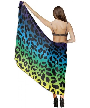 Women's Swimwear Cover Ups- Summer Vacation Beach Sarong Soft Shawl Wrap - Rainbow Colorful Leopard Print - CB19C4D996Q $28.7...