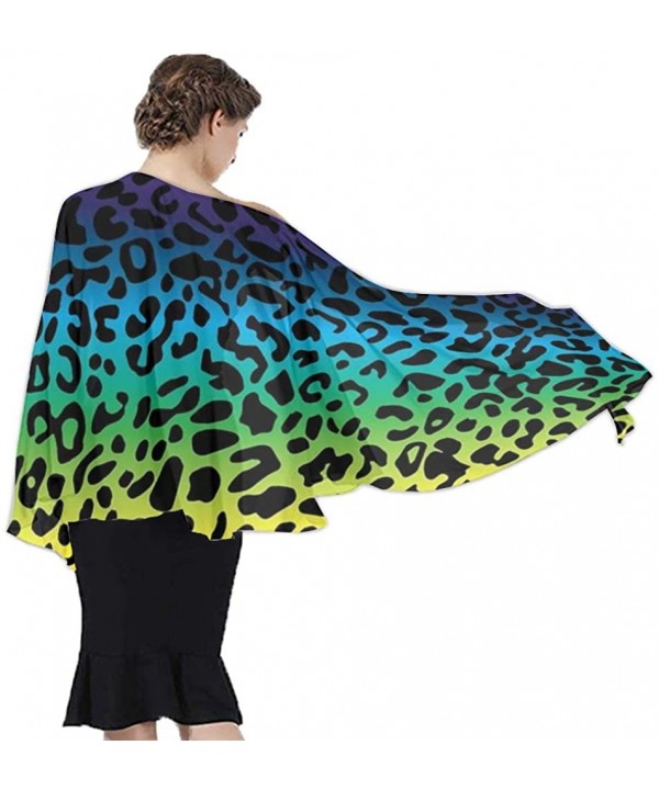 Women's Swimwear Cover Ups- Summer Vacation Beach Sarong Soft Shawl Wrap - Rainbow Colorful Leopard Print - CB19C4D996Q $28.7...