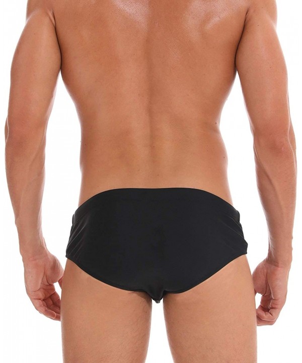 Men Swim Bikini Briefs Printed Swimming Trunks Swimsuit - Black - CT18NIUTGXH $16.97-Briefs