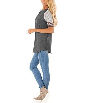 Women Casual Leopard Twist Knot Short Sleeve Tunics Tops Comfy Blouse T Shirt + No Washing Hand Sanitizer Dark Gray - CD194X6...