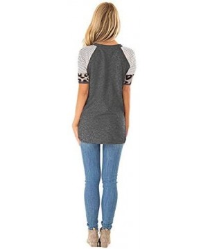 Women Casual Leopard Twist Knot Short Sleeve Tunics Tops Comfy Blouse T Shirt + No Washing Hand Sanitizer Dark Gray - CD194X6...