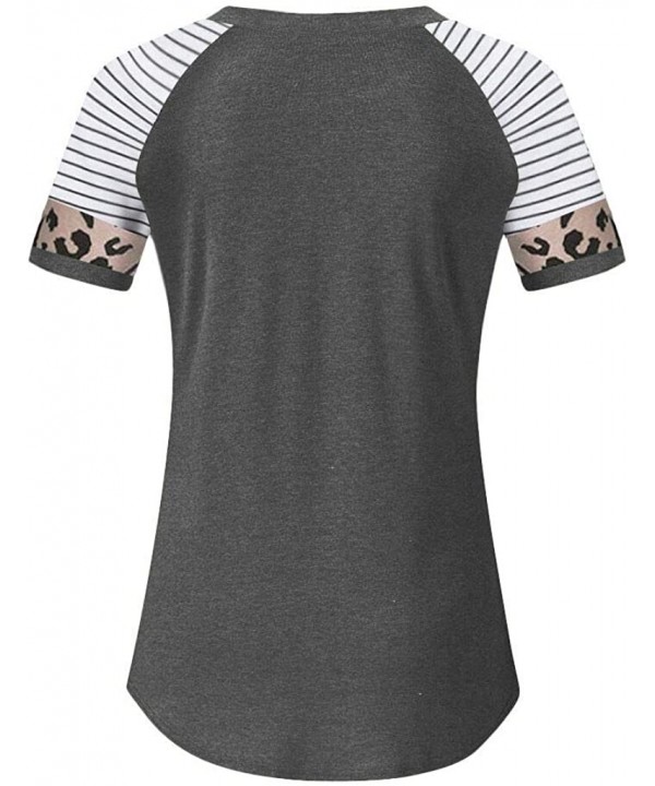 Women Casual Leopard Twist Knot Short Sleeve Tunics Tops Comfy Blouse T Shirt + No Washing Hand Sanitizer Dark Gray - CD194X6...