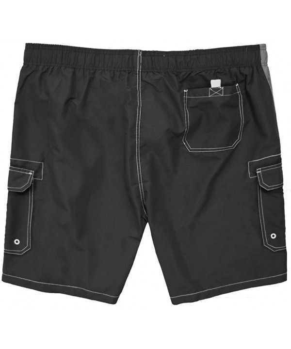 Big Men's Striped Cargo Swim Trunks - Black - C212LK6NJWZ $22.04-Trunks