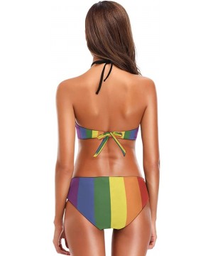 Calavera Cats and Sugar Skills Womens Two Piece Halter Bikini Set - Lgbt Symbols - CG18KWLL8YA $19.93-Sets