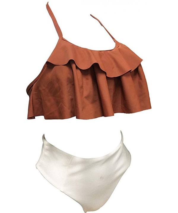 Swimsuit for Women Two Pieces Top Ruffled Backless Racerback with High Waisted Bottom Tankini Set - N4-white - C9193W2T5ZS $1...