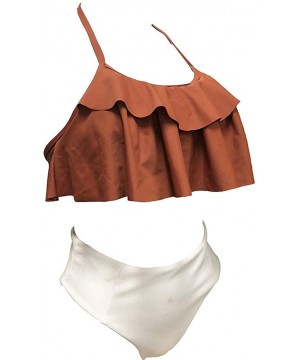 Swimsuit for Women Two Pieces Top Ruffled Backless Racerback with High Waisted Bottom Tankini Set - N4-white - C9193W2T5ZS $1...