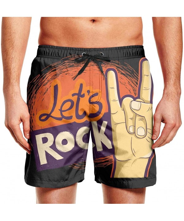 Mens Swim Trunks Summer Cool Quick Dry Board Shorts with Mesh Lining - Rock Hand - C418QA6UL9Y $29.90-Board Shorts