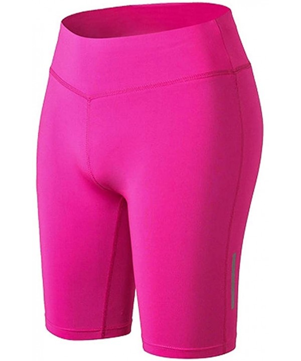 High Waist Yoga Shorts Sexy Basics Slip Stretch Workout Short Pant Leggings Tights - Hot Pink - C518UZGHH6A $12.46-Rash Guards