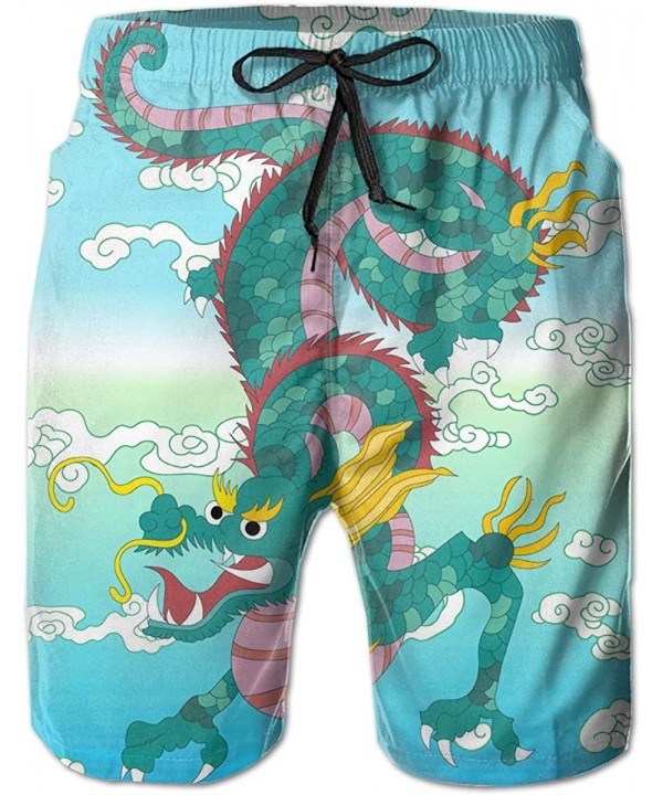 Men's Swim Trunks Chinese Fierce Dragon Surfing Beach Board Shorts Swimwear - CS18SGDANR6 $34.73-Board Shorts