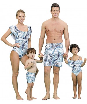 Mommy and Me Swimsuit One Piece Palm Leaves Printed Family Matching Swimwear - CN18Q0YCCKO $20.00-Racing