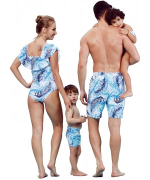 Mommy and Me Swimsuit One Piece Palm Leaves Printed Family Matching Swimwear - CN18Q0YCCKO $20.00-Racing