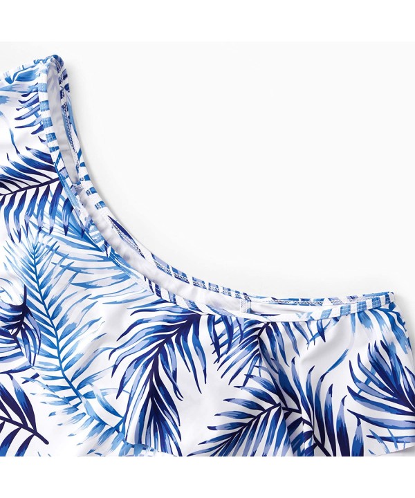 Mommy and Me Swimsuit One Piece Palm Leaves Printed Family Matching Swimwear - CN18Q0YCCKO $20.00-Racing