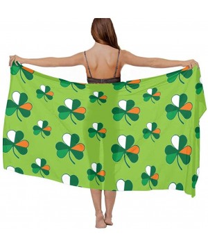 Women's Swimwear Cover Ups- Summer Vacation Beach Sarong Soft Shawl Wrap - Cotton Irish Flag Shamrocks - CK19C478DH5 $18.22-C...