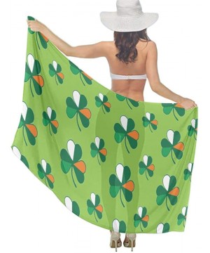 Women's Swimwear Cover Ups- Summer Vacation Beach Sarong Soft Shawl Wrap - Cotton Irish Flag Shamrocks - CK19C478DH5 $18.22-C...