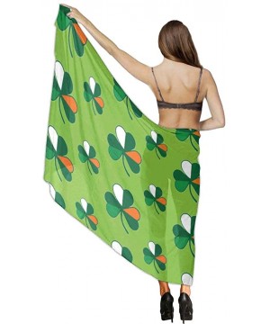 Women's Swimwear Cover Ups- Summer Vacation Beach Sarong Soft Shawl Wrap - Cotton Irish Flag Shamrocks - CK19C478DH5 $18.22-C...