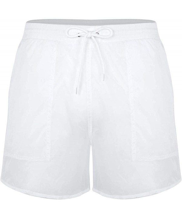 Mens See-Through Drawstring Lingerie Underwear Sheer Mesh Beach Shorts Swim Trunks - White - CH18UTNXI50 $24.55-Briefs