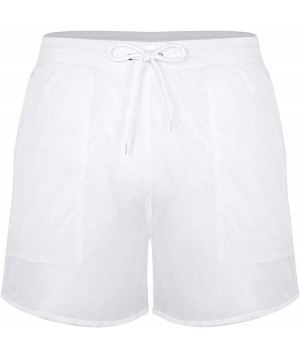 Mens See-Through Drawstring Lingerie Underwear Sheer Mesh Beach Shorts Swim Trunks - White - CH18UTNXI50 $24.55-Briefs