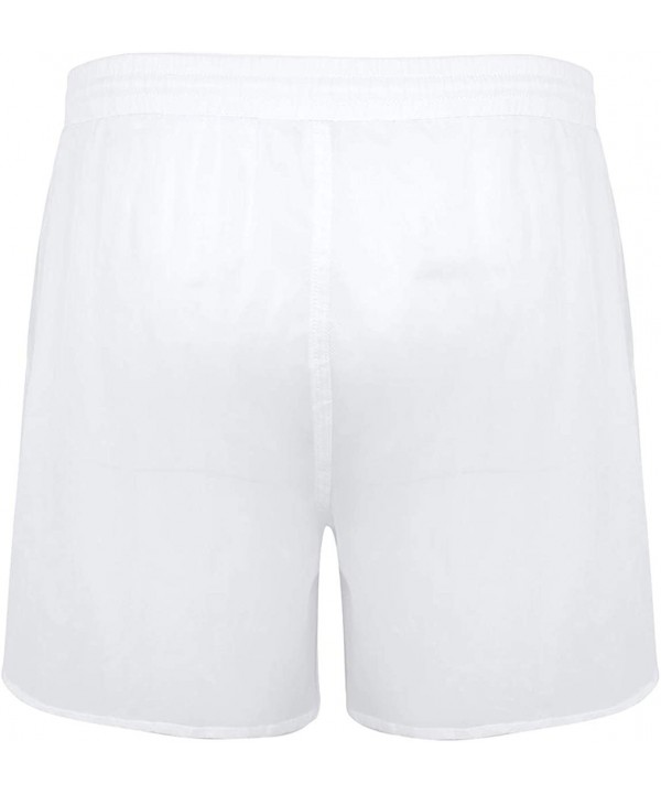 Mens See-Through Drawstring Lingerie Underwear Sheer Mesh Beach Shorts Swim Trunks - White - CH18UTNXI50 $24.55-Briefs