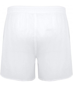 Mens See-Through Drawstring Lingerie Underwear Sheer Mesh Beach Shorts Swim Trunks - White - CH18UTNXI50 $24.55-Briefs