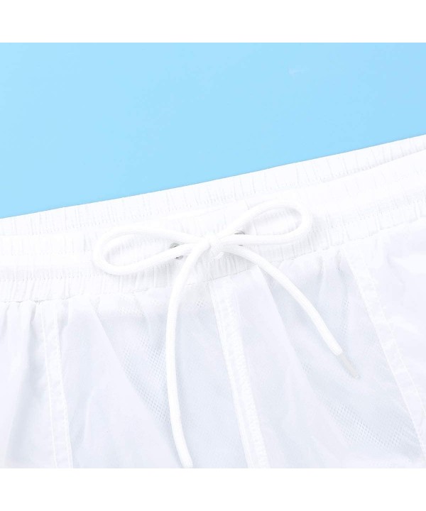 Mens See-Through Drawstring Lingerie Underwear Sheer Mesh Beach Shorts Swim Trunks - White - CH18UTNXI50 $24.55-Briefs